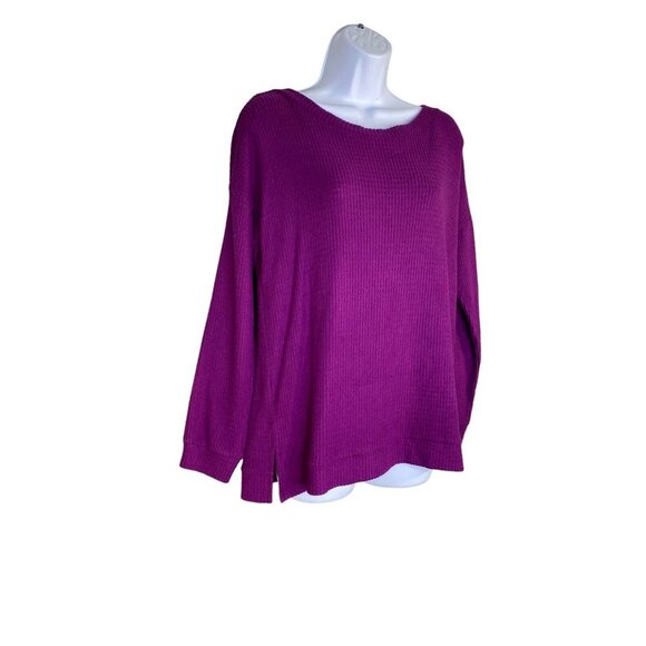 1. STATE Womens Low Back Long Sleeve Jewel Neck Sweater Purple Size Medium - Picture 3 of 7
